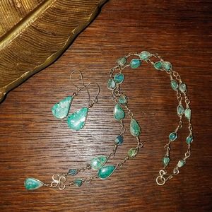 Turquoise/Green/Blue Stone Necklace & Earring Set